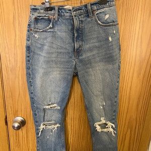Abercrombie The Skinny High Rise Distressed Jeans
